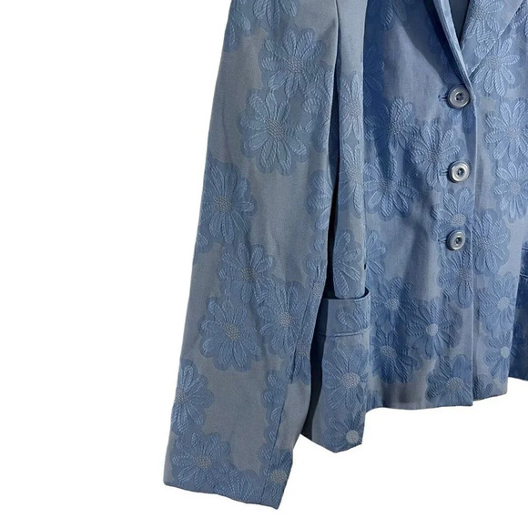 Sag Harbor Light Blue Floral Blazer Button Up Jacket Womens 18 Shoulder Pads - Picture 5 of 12
